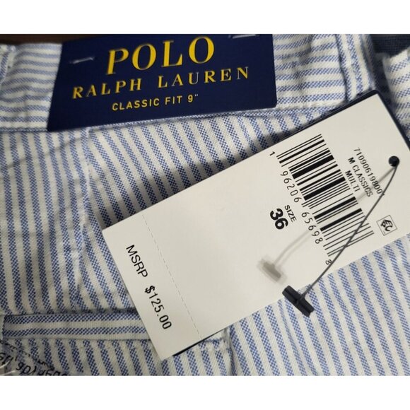 POLO RALPH LAUREN, Cotton shorts, with white and blue stripes, for men, size 36. - Picture 10 of 12